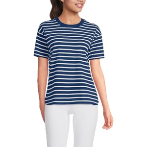 Lands’ End Women’s Short Sleeve Mariner T-Shirt(Deep Sea/Ivory Breton Stripe)