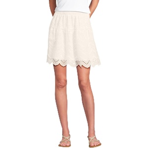 Lands’ End Women’s Smocked Waist Mini Skirt(Warm Ivory)