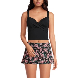 Lands’ End Women’s Sweetheart Wrap Midkini Top(Black)