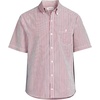 Lands’ End Men’s Short Sleeve Seersucker Shirt(Compass Red/Navy Stripe)