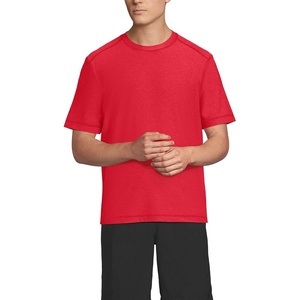 Lands’ End Men’s Short Sleeve Swim Tee Rash Guard(Compass Red Heather)