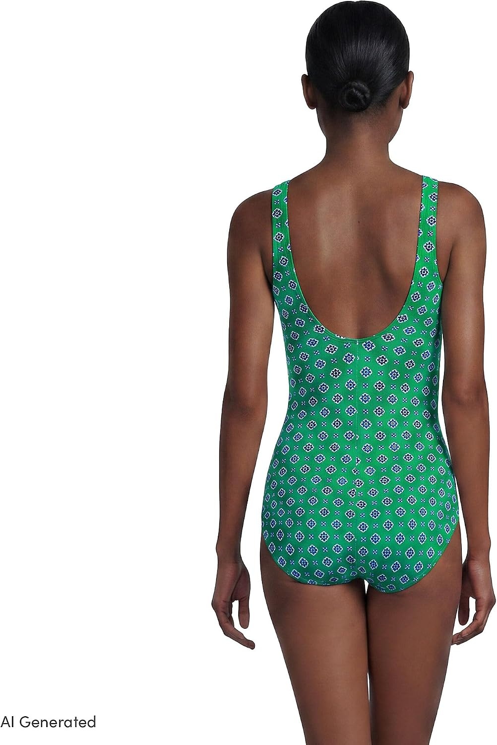 image:imageLands End Womens Chlorine Resistant Soft Cup Tugless Sporty One Piece SwimsuitGreenNavy Geo Floral