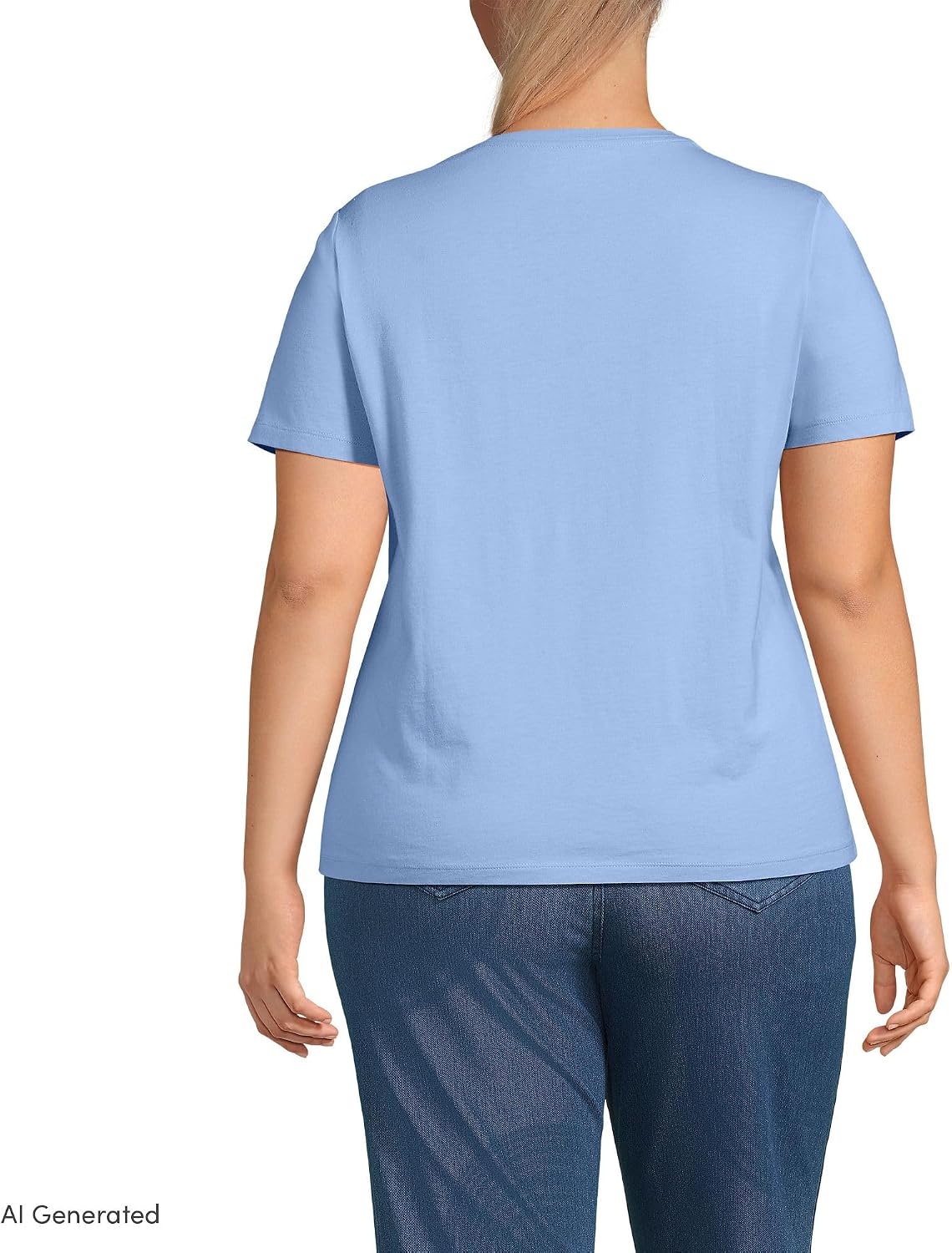 image:imageLands End Womens Relaxed AmericanGrown Supima Cotton VNeck TShirtClear Blue Sky