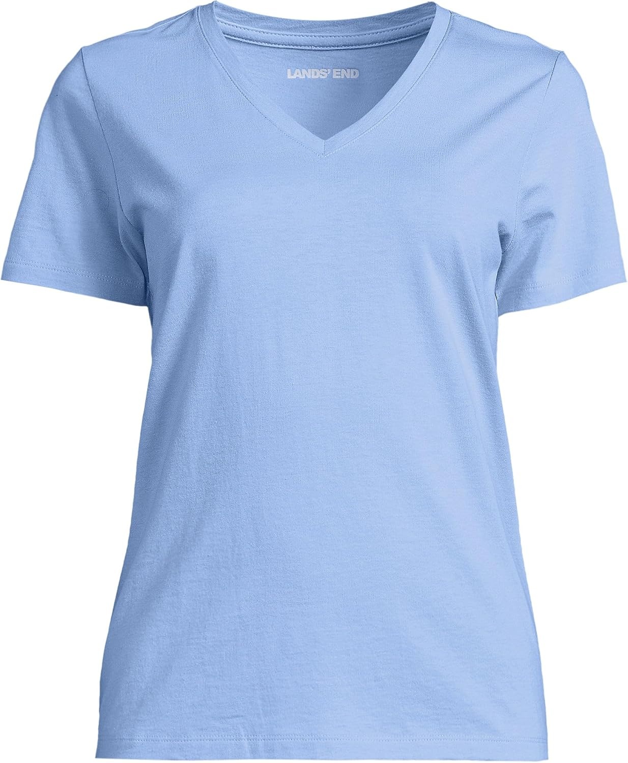 image:imageLands End Womens Relaxed AmericanGrown Supima Cotton VNeck TShirtClear Blue Sky