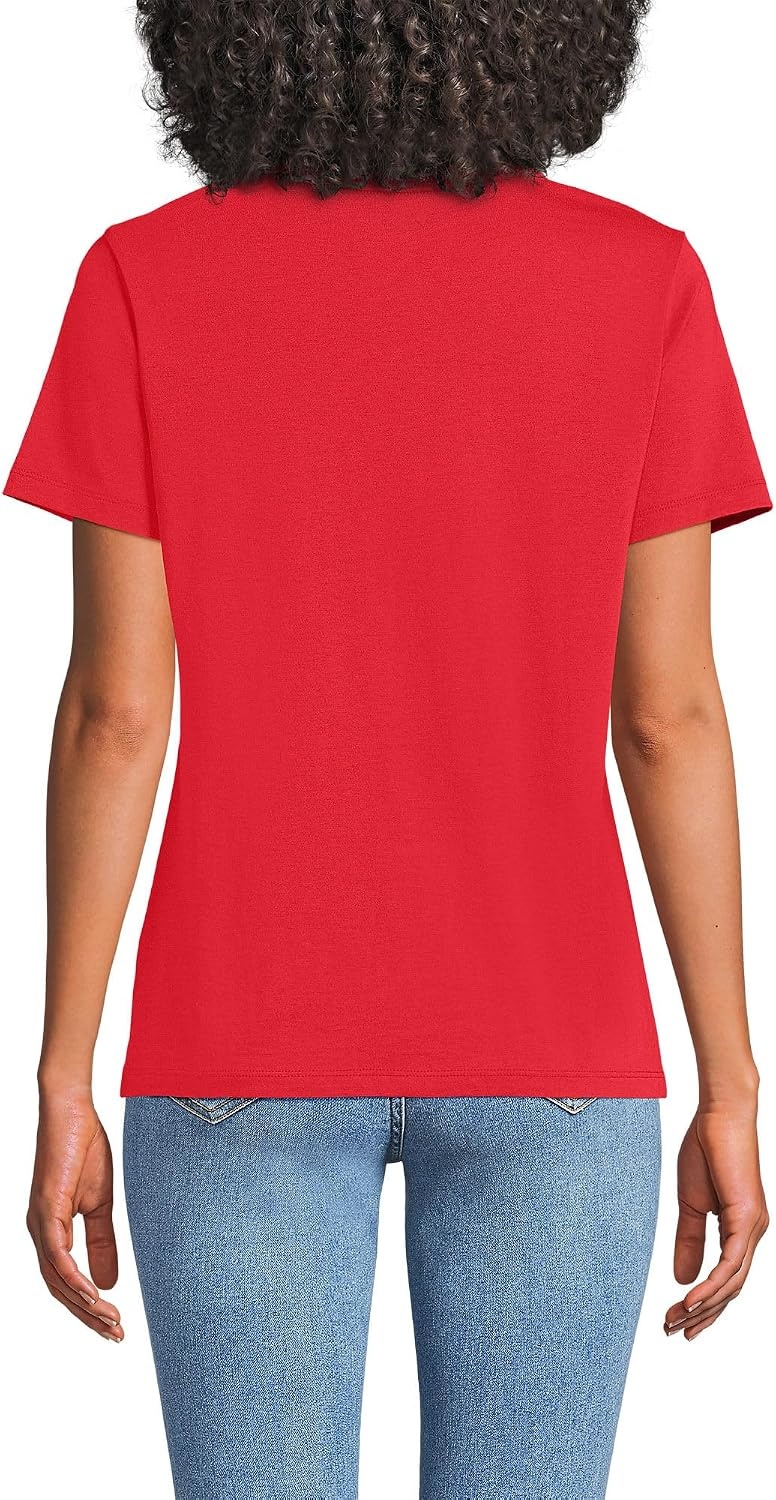 image:imageLands End Womens Relaxed AmericanGrown Supima Cotton VNeck TShirtCompass Red