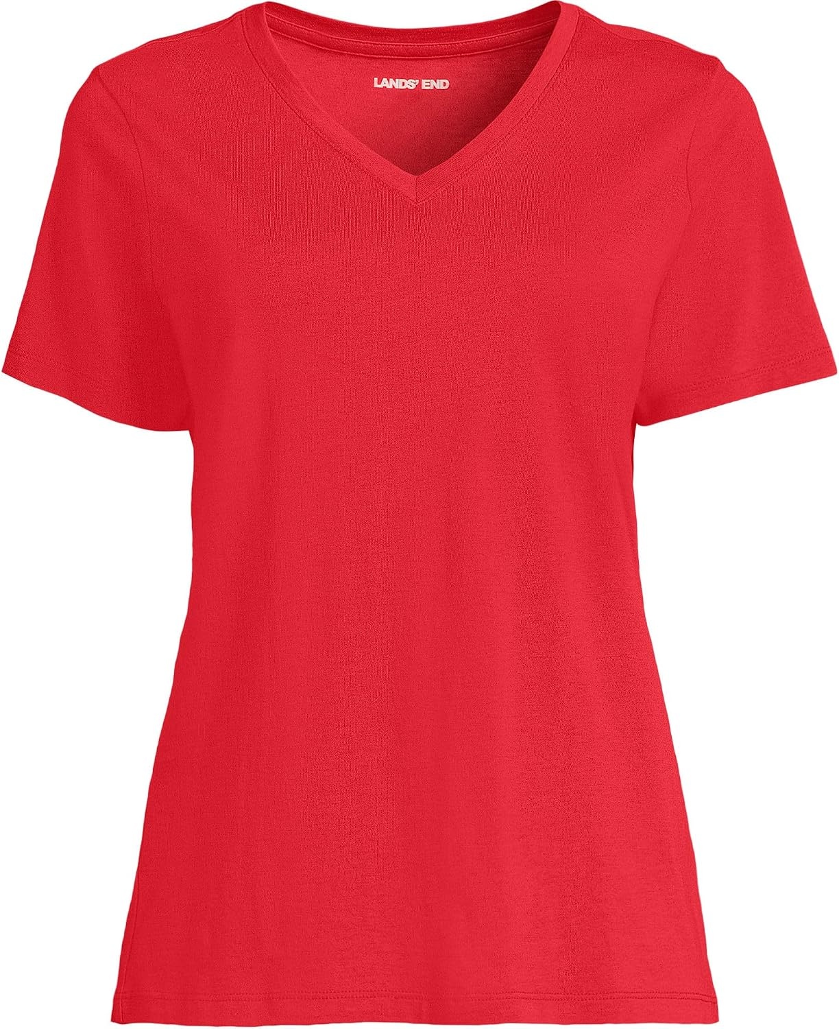 image:imageLands End Womens Relaxed AmericanGrown Supima Cotton VNeck TShirtCompass Red