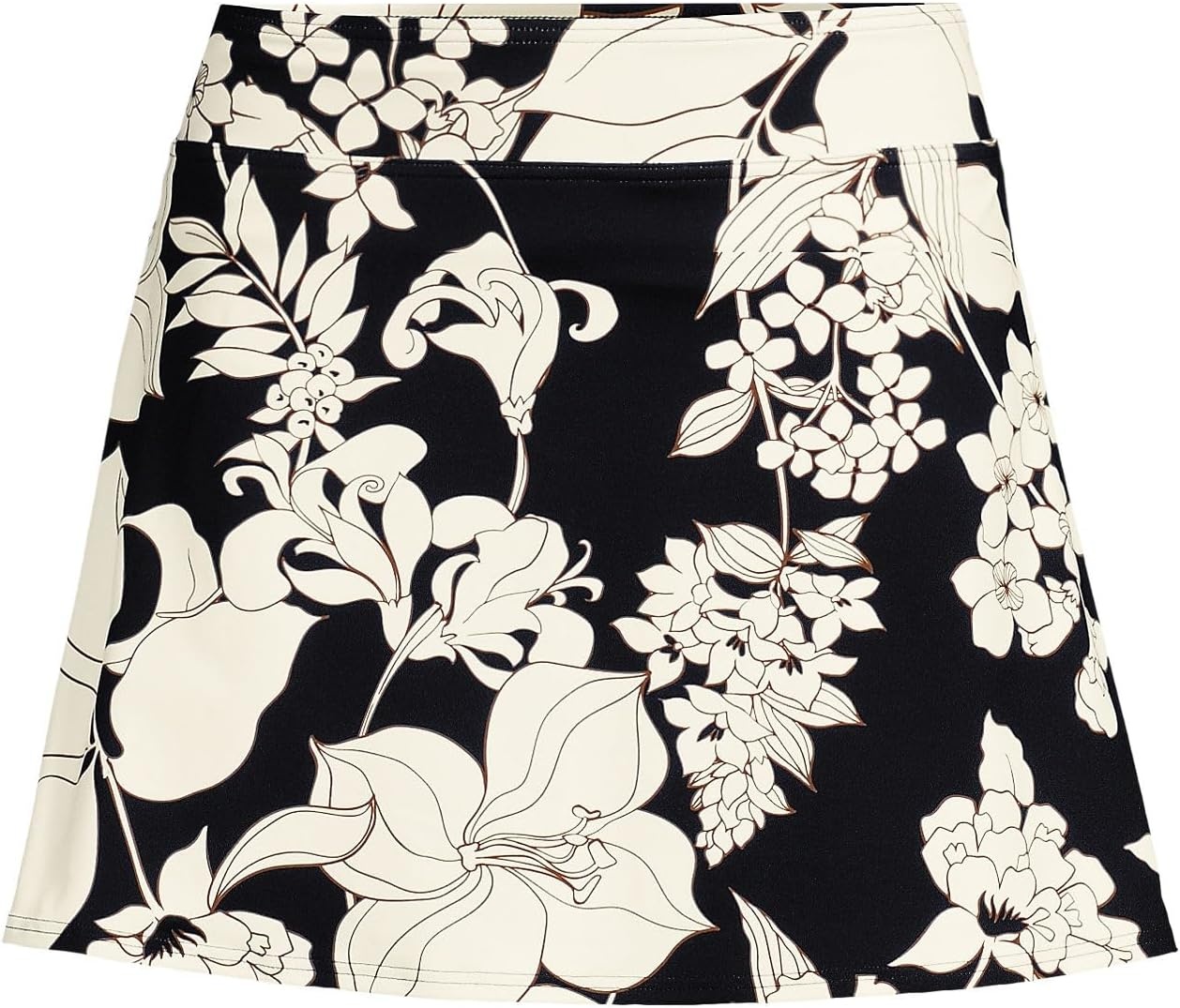 image:imageLands End Womens Tummy Control Skirt Swim BottomsBlackEgret Lilies
