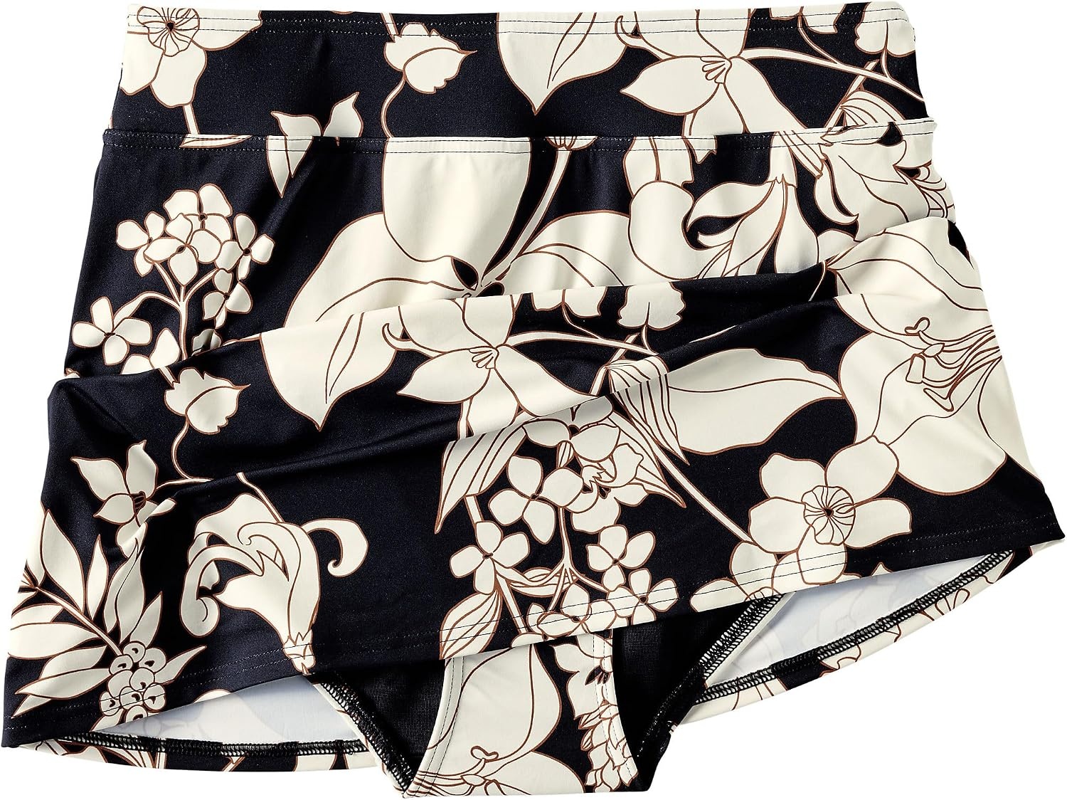 image:imageLands End Womens Tummy Control Skirt Swim BottomsBlackEgret Lilies
