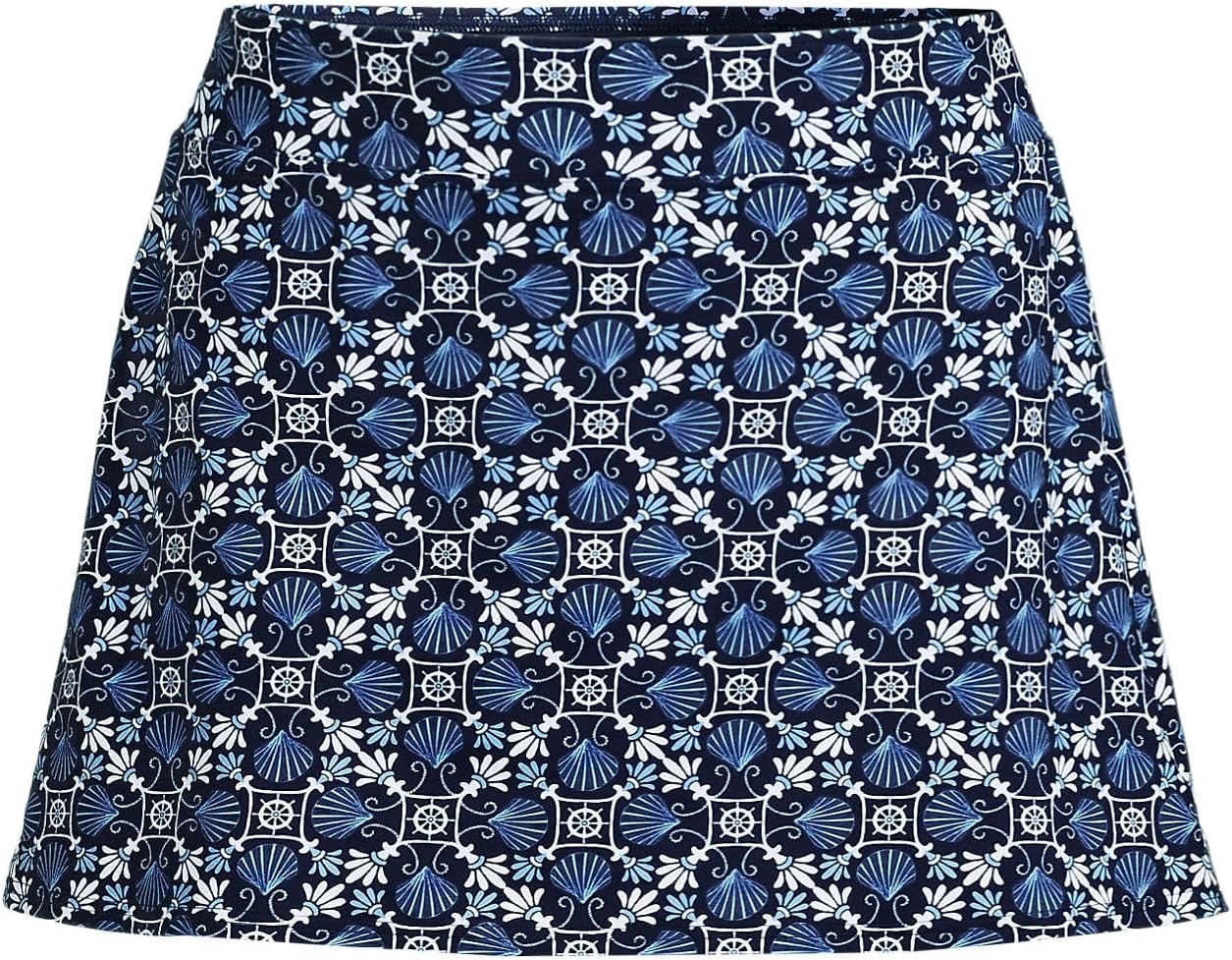 image:imageLands End Womens Tummy Control Skirt Swim BottomsSeashell GeoNavy