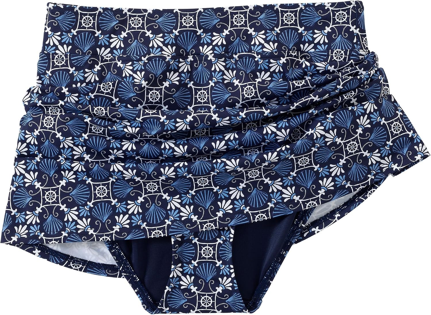 image:imageLands End Womens Tummy Control Skirt Swim BottomsSeashell GeoNavy