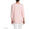 Lands’ End Women’s 3/4 Sleeve Supima Cotton Crewneck Tunic(Sunset Coral Pink Micro Stripe)