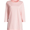 Lands’ End Women’s 3/4 Sleeve Supima Cotton Crewneck Tunic(Sunset Coral Pink Micro Stripe)