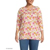 Lands’ End Women’s 3/4 Sleeve Supima Cotton Crewneck Tunic(White Multi Painted Blooms)