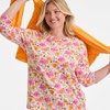 Lands’ End Women’s 3/4 Sleeve Supima Cotton Crewneck Tunic(White Multi Painted Blooms)