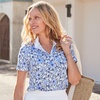 Lands’ End Women’s American-Grown Supima Cotton Polo Shirt(Clear Blue Sky Floral Blossom)
