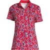 Lands’ End Women’s American-Grown Supima Cotton Polo Shirt(Compass Red Vintage Floral)