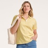 Lands’ End Women’s American-Grown Supima Cotton Polo Shirt(Goldenrod Micro Stripe)