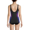 Lands’ End Women’s Chlorine Resistant Soft Cup Tugless Sporty One Piece Swimsuit(Black/Purple Grape)