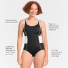 Lands’ End Women’s Chlorine Resistant Soft Cup Tugless Sporty One Piece Swimsuit(Black/White)