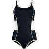 Lands’ End Women’s Chlorine Resistant Soft Cup Tugless Sporty One Piece Swimsuit(Black/White)