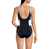 Lands’ End Women’s Chlorine Resistant Soft Cup Tugless Sporty One Piece Swimsuit(Black/White)