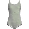 Lands’ End Women’s Chlorine Resistant Soft Cup Tugless Sporty One Piece Swimsuit(Fusion Green Mini Stripe)