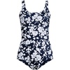 Lands’ End Women’s Chlorine Resistant Soft Cup Tugless Sporty One Piece Swimsuit(Navy Blossom Floral)