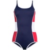 Lands’ End Women’s Chlorine Resistant Soft Cup Tugless Sporty One Piece Swimsuit(Navy/Red/White)