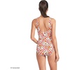 Lands’ End Women’s Chlorine Resistant Soft Cup Tugless Sporty One Piece Swimsuit(White/Orange Scarf Floral)
