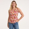 Lands’ End Women’s Cotton Tank Top(White/Hot Pink Painted Blooms)