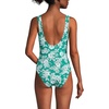 Lands’ End Women’s New SlenderSuit Wrap One Piece Swimsuit(Emerald/White Rumatic Floral)