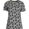 Lands’ End Women’s Relaxed American-Grown Supima Cotton Crew Neck T-Shirt(Ivory/Black Pressed Floral)