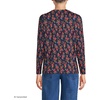 Lands’ End Women’s Relaxed American-Grown Supima Cotton Long Sleeve Crew Neck T-Shirt(Deep Sea Mini Poppy Floral)