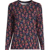 Lands’ End Women’s Relaxed American-Grown Supima Cotton Long Sleeve Crew Neck T-Shirt(Deep Sea Mini Poppy Floral)