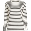 Lands’ End Women’s Relaxed American-Grown Supima Cotton Long Sleeve Crew Neck T-Shirt(Ivory/Black Breton Stripe)