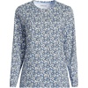 Lands’ End Women’s Relaxed American-Grown Supima Cotton Long Sleeve Crew Neck T-Shirt(Navy/Clear Blue Ditsy Floral)