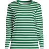Lands’ End Women’s Relaxed American-Grown Supima Cotton Long Sleeve Crew Neck T-Shirt(Vibrant Clover Multi Stripe)