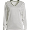 Lands’ End Women’s Relaxed American-Grown Supima Cotton Long Sleeve V-Neck T-Shirt(Sage Micro Stripe)
