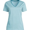 Lands’ End Women’s Relaxed American-Grown Supima Cotton V-Neck T-Shirt(Bright Aqua Micro Stripe)
