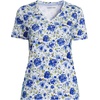 Lands’ End Women’s Relaxed American-Grown Supima Cotton V-Neck T-Shirt(Clear Blue Painted Blooms)
