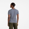 Lands’ End Women’s Relaxed American-Grown Supima Cotton V-Neck T-Shirt(Deep Sea/Blue Multi Stripe)