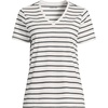 Lands’ End Women’s Relaxed American-Grown Supima Cotton V-Neck T-Shirt(Ivory/Black Rail Stripe)