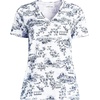 Lands’ End Women’s Relaxed American-Grown Supima Cotton V-Neck T-Shirt(White/Blue Toile)