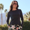 Lands’ End Women’s Sunshade UPF 50 Long Sleeve Rash Guard Swim Tee(Black)