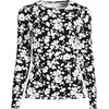 Lands’ End Women’s Sunshade UPF 50 Long Sleeve Rash Guard Swim Tee(Black Blossom Floral)