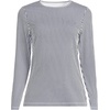 Lands’ End Women’s Sunshade UPF 50 Long Sleeve Rash Guard Swim Tee(Deep Sea Navy Mini Stripe)