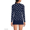 Lands’ End Women’s Sunshade UPF 50 Long Sleeve Rash Guard Swim Tee(Deep Sea Navy Polka Dot)