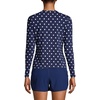 Lands’ End Women’s Sunshade UPF 50 Long Sleeve Rash Guard Swim Tee(Deep Sea Polka Dot)