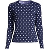 Lands’ End Women’s Sunshade UPF 50 Long Sleeve Rash Guard Swim Tee(Deep Sea Polka Dot)