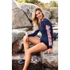Lands’ End Women’s Sunshade UPF 50 Long Sleeve Rash Guard Swim Tee(Deep Sea Polka Dot)